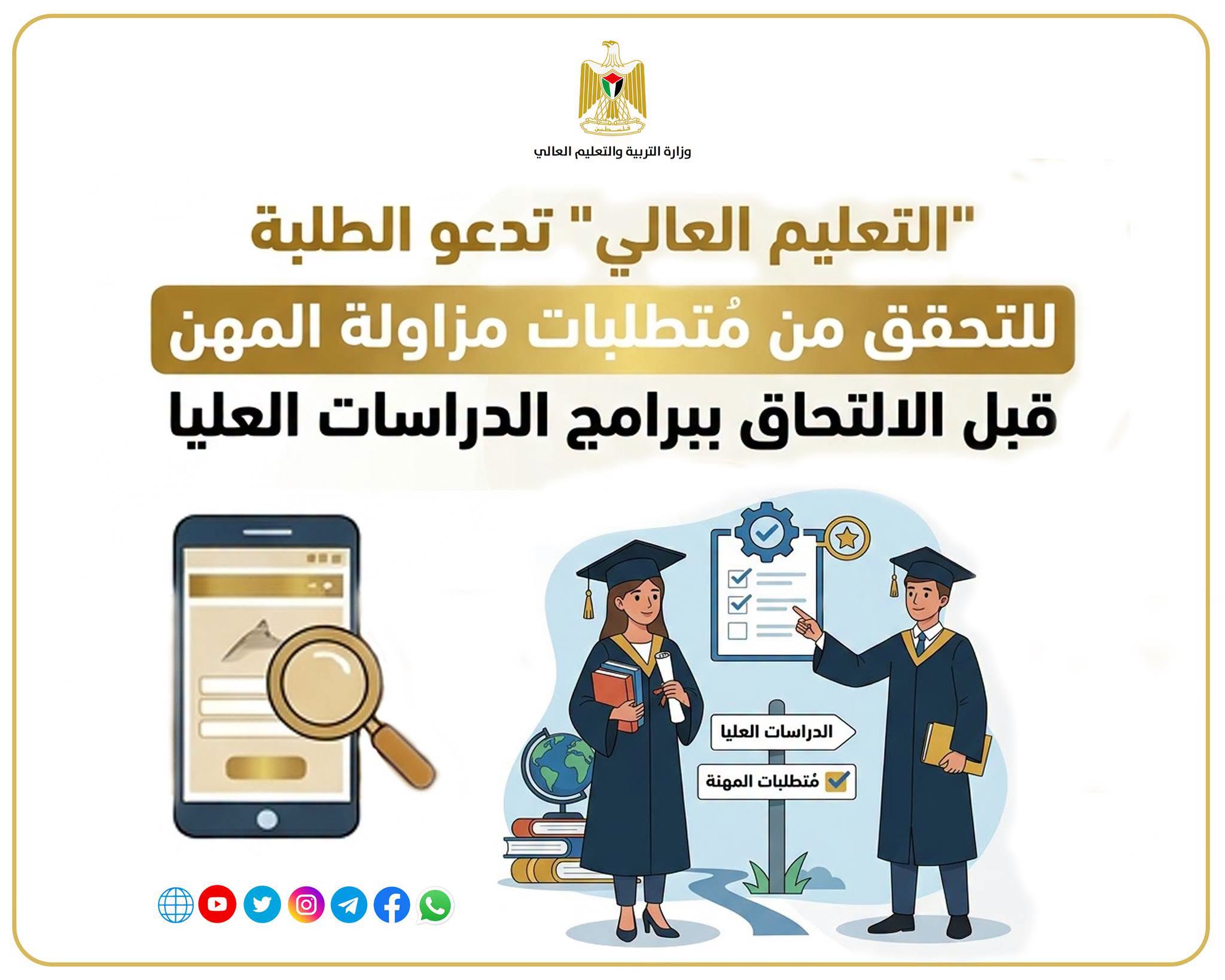 هام من وزارة التربية والتعليم العالي للطلبة الراغبين بالالتحاق ببرامج الدراسات العليا